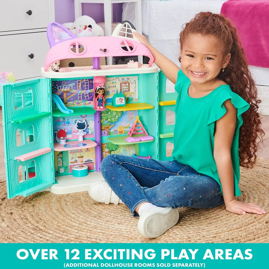 Gabby’s Dollhouse Purrfect Dollhouse – 2-Foot Tall Playhouse with Lights, Sounds, and Accessories for Ages 3+