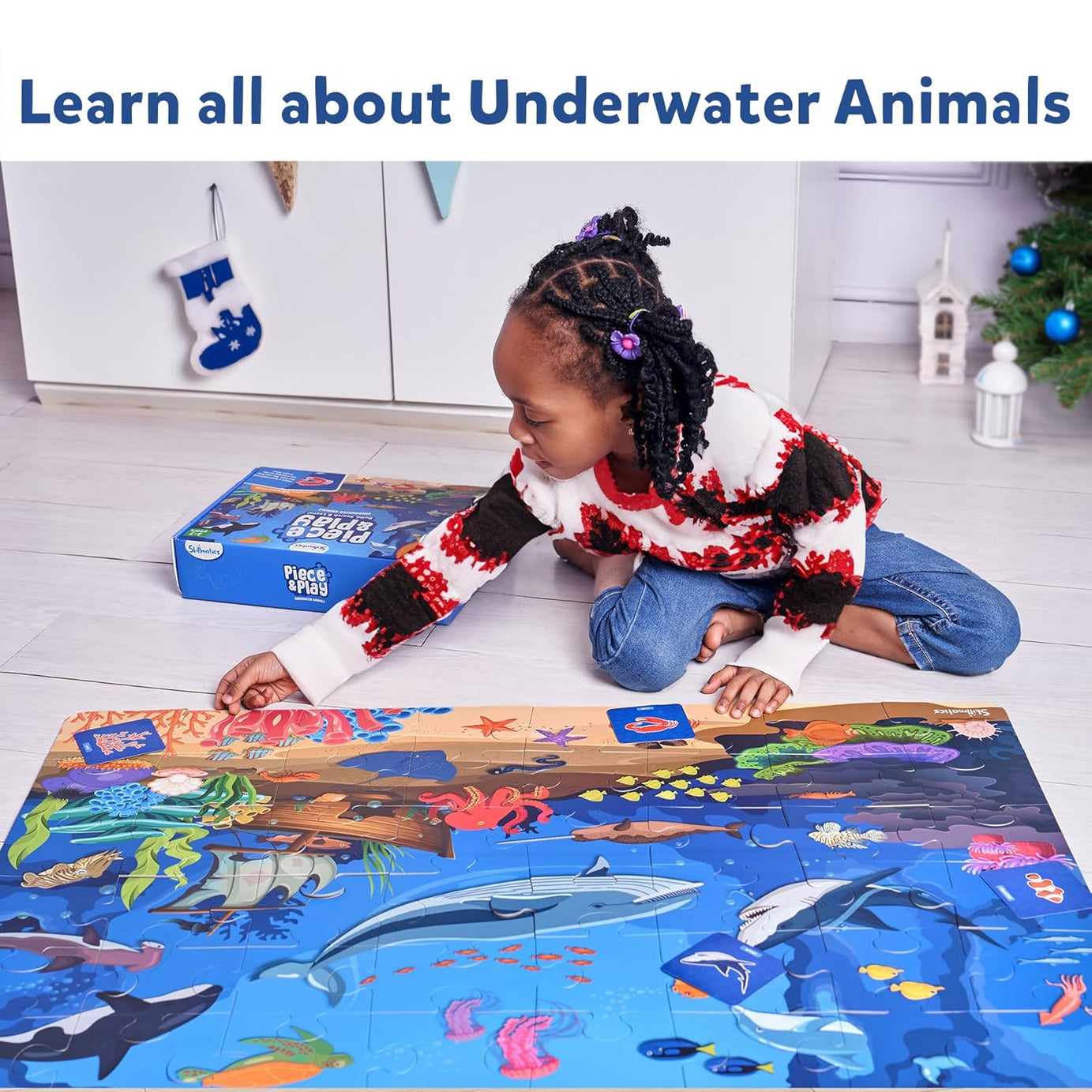 Skillmatics Piece & Play: Underwater Animals | Educational Floor Puzzle & Game for Kids Ages 3-7 | Develop Cognitive Skills with 48 Jumbo Pieces