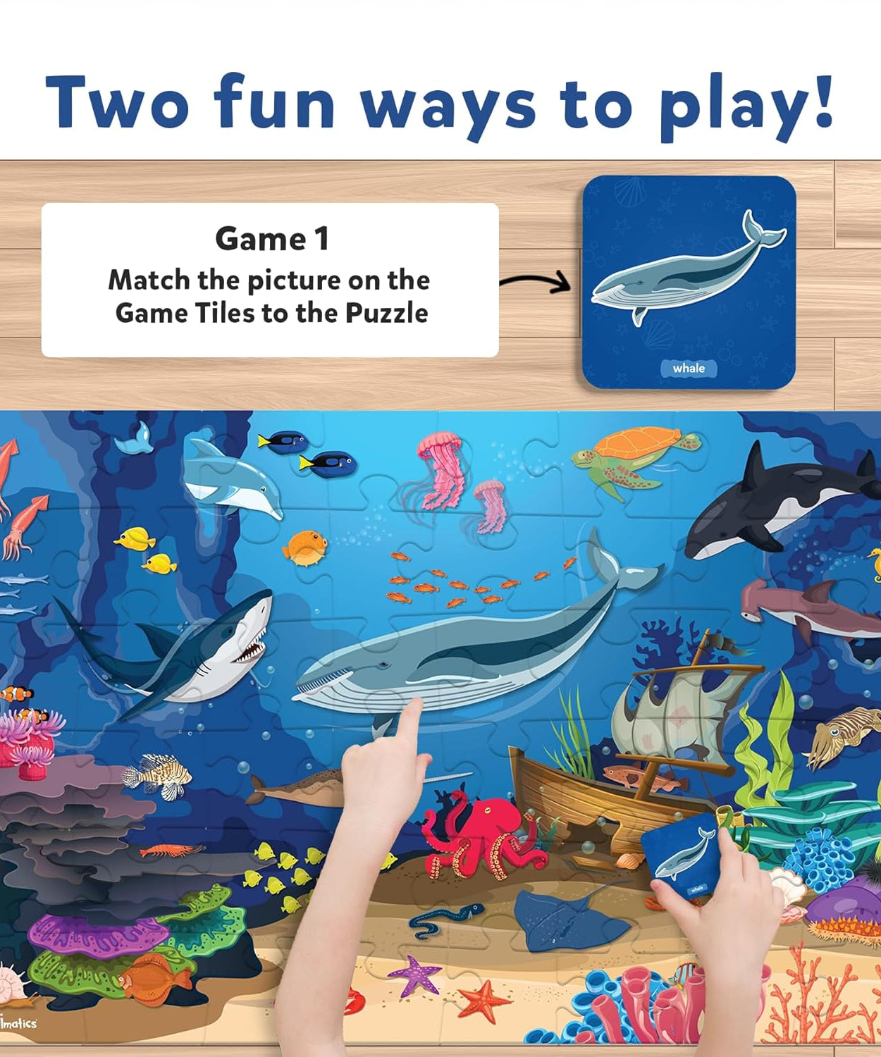 Skillmatics Piece & Play: Underwater Animals | Educational Floor Puzzle & Game for Kids Ages 3-7 | Develop Cognitive Skills with 48 Jumbo Pieces