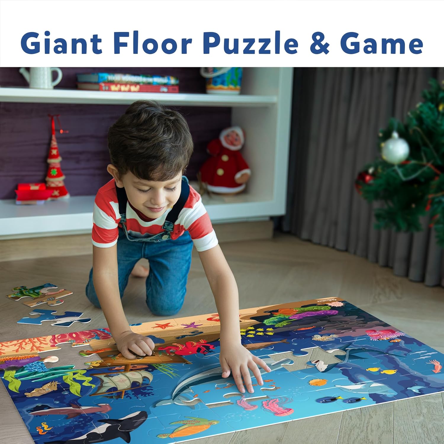 Skillmatics Piece & Play: Underwater Animals | Educational Floor Puzzle & Game for Kids Ages 3-7 | Develop Cognitive Skills with 48 Jumbo Pieces