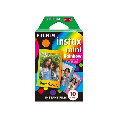 Fujifilm Instax Mini Rainbow Instant Film – 10 Sheets | Vibrant Credit Card-Size Prints | Compatible with All Instax Mini Cameras & Printers | High-Gloss Finish