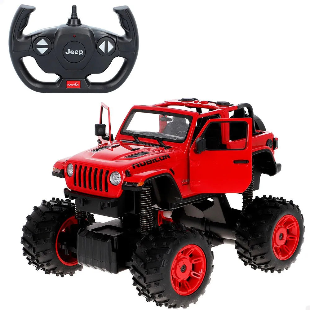 Rastar Jeep Wrangler Rubicon Off-Road RC Car 1/14 Scale | Licensed Remote Control Toy with Openable Doors, Working LED Lights, and Realistic Detailing for Kids and Collectors