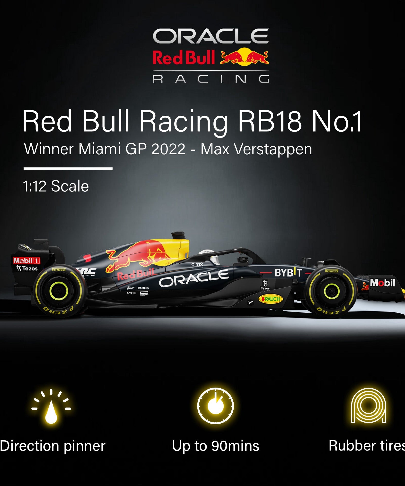 Rastar Oracle Red Bull Racing RB18 RC Car – 1/12 Scale Licensed Formula 1 Remote Control Toy Car with 2.4GHz Controller, Realistic Detailing & Stickers – Official F1 Merchandise for Kids & Collectors