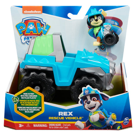 Paw Patrol Rex’s Rescue Vehicle - Eco-Friendly Dino Adventure Toy for Kids Ages 3+ Made from at least 71% recycled plastic