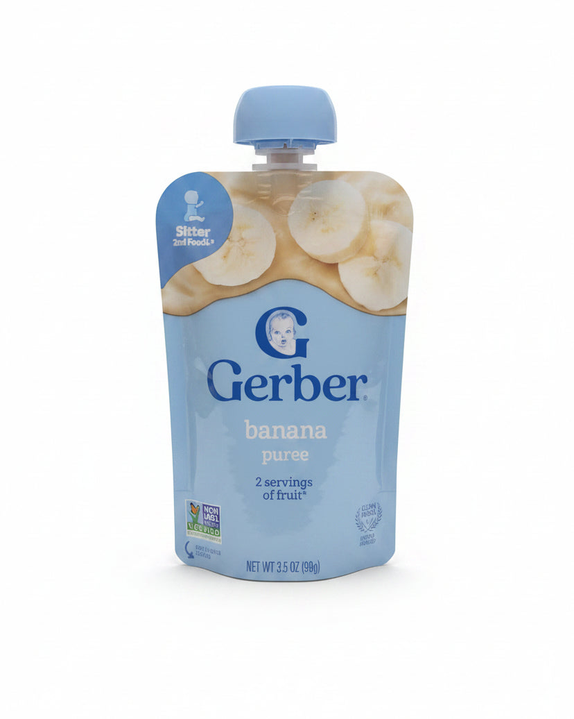Gerber Banana Puree Pouch – 99g | Non-GMO, No Added Sugar, Rich in Potassium & Vitamin C