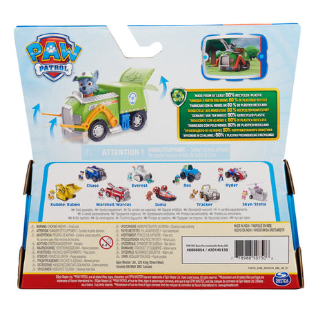 Paw Patrol Rocky’s Recycle Truck - Eco-Friendly Toy Vehicle with Collectible Rocky Action Figure for Kids Aged 3 and Up - Perfect for Imaginative Rescue Missions