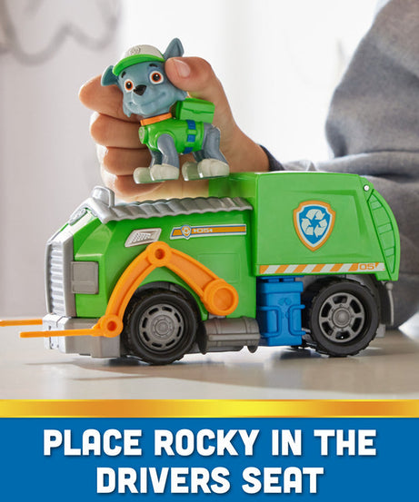 Paw Patrol Rocky’s Recycle Truck - Eco-Friendly Toy Vehicle with Collectible Rocky Action Figure for Kids Aged 3 and Up - Perfect for Imaginative Rescue Missions