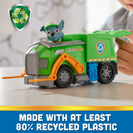 Paw Patrol Rocky’s Recycle Truck - Eco-Friendly Toy Vehicle with Collectible Rocky Action Figure for Kids Aged 3 and Up - Perfect for Imaginative Rescue Missions