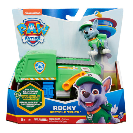 Paw Patrol Rocky’s Recycle Truck - Eco-Friendly Toy Vehicle with Collectible Rocky Action Figure for Kids Aged 3 and Up - Perfect for Imaginative Rescue Missions