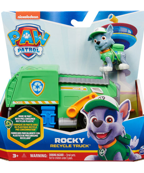 Paw Patrol Rocky’s Recycle Truck - Eco-Friendly Toy Vehicle with Collectible Rocky Action Figure for Kids Aged 3 and Up - Perfect for Imaginative Rescue Missions