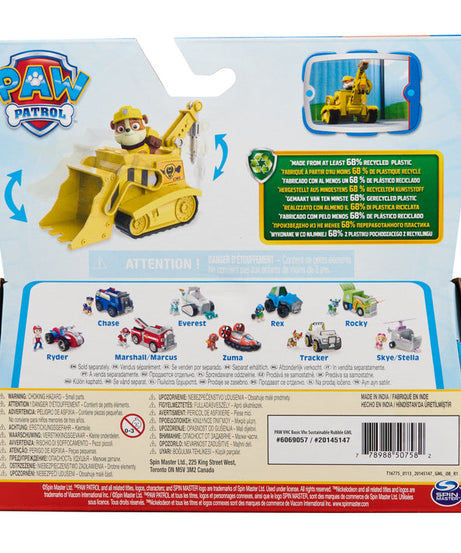 PAW Patrol Rubble’s Bulldozer - Eco-Friendly Toy Vehicle with Collectible Rubble Figure for Kids Ages 3 and Up