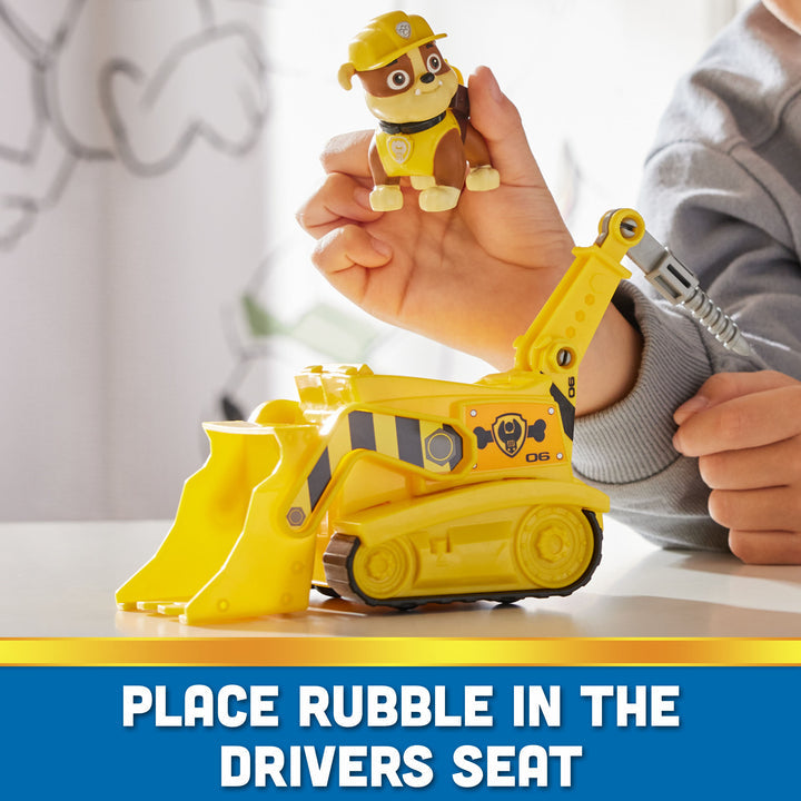 PAW Patrol Rubble’s Bulldozer - Eco-Friendly Toy Vehicle with Collectible Rubble Figure for Kids Ages 3 and Up