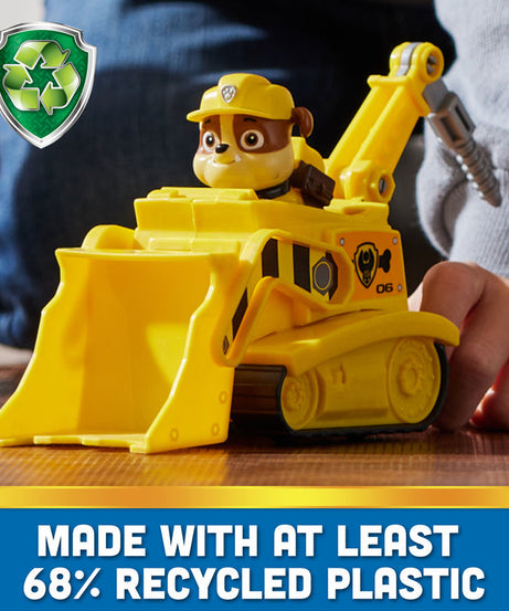 PAW Patrol Rubble’s Bulldozer - Eco-Friendly Toy Vehicle with Collectible Rubble Figure for Kids Ages 3 and Up