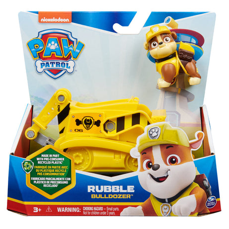 PAW Patrol Rubble’s Bulldozer - Eco-Friendly Toy Vehicle with Collectible Rubble Figure for Kids Ages 3 and Up