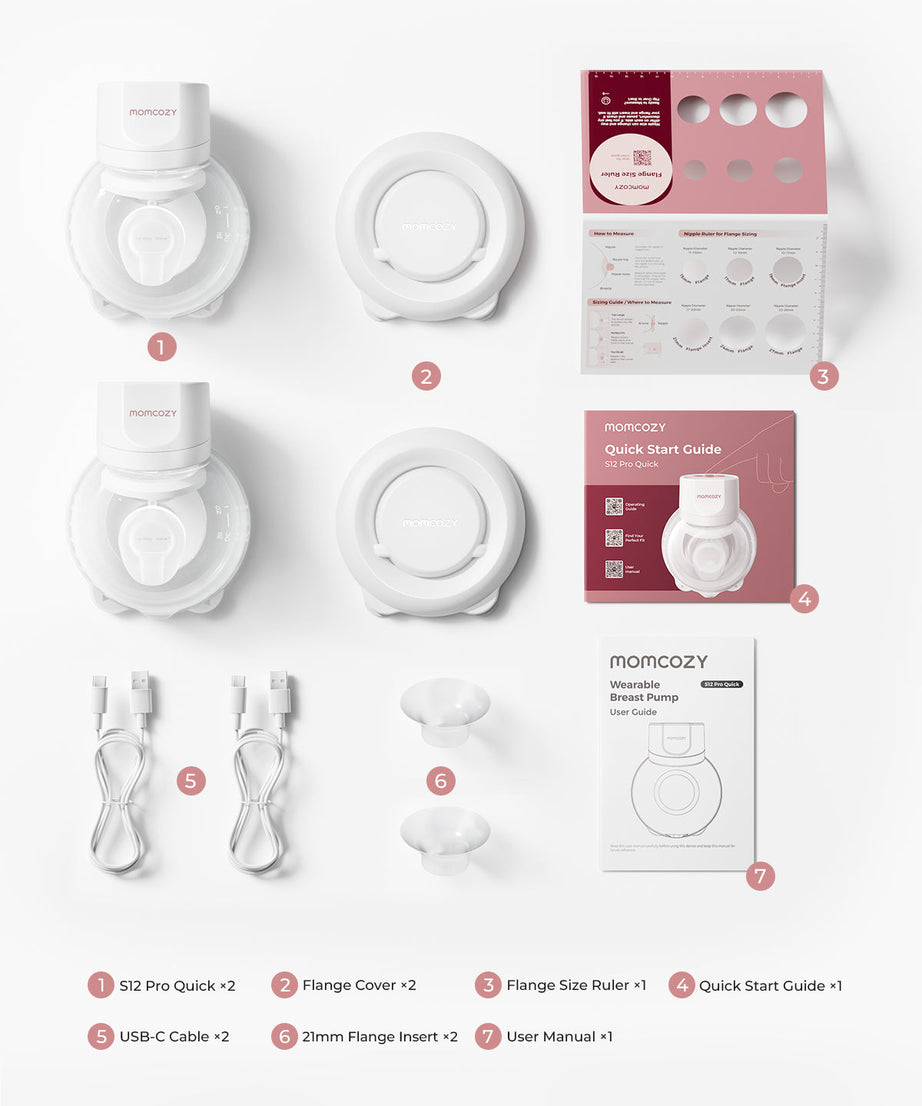 Momcozy S12 Pro Quick Wearable Breast Pumps | Dual Pump (DoubleFit™ Hybrid Flange, ≤46dB)