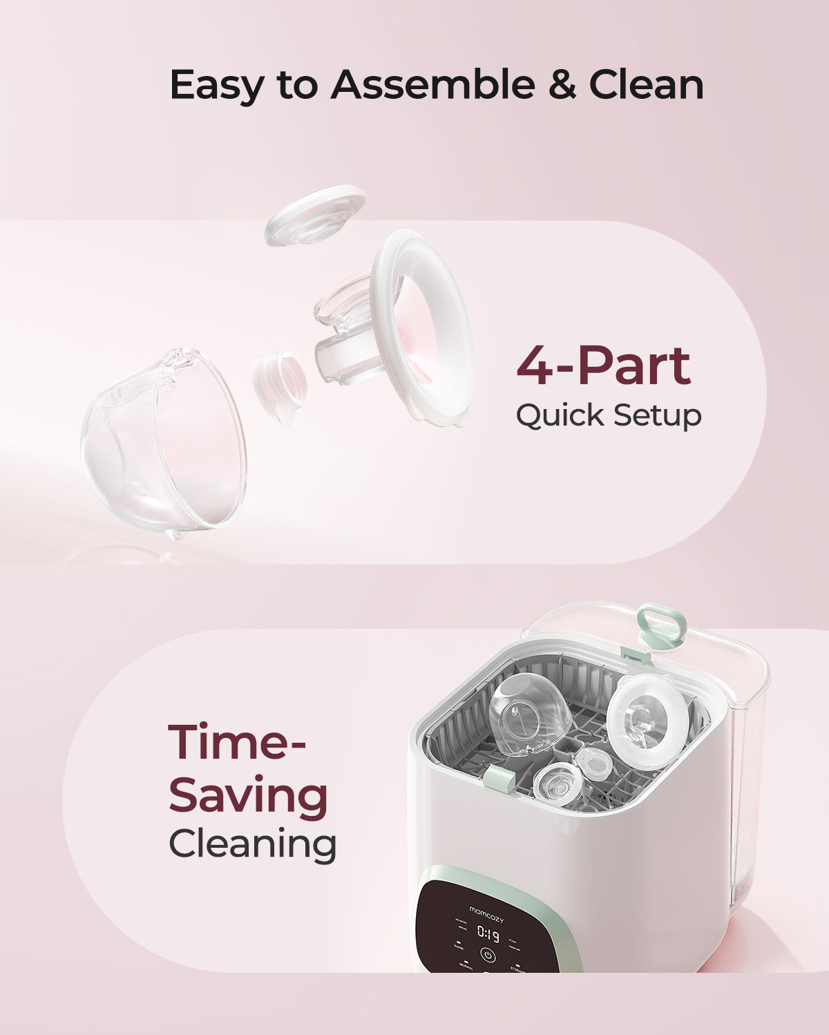 Momcozy S12 Pro Quick Wearable Breast Pumps | Dual Pump (DoubleFit™ Hybrid Flange, ≤46dB)