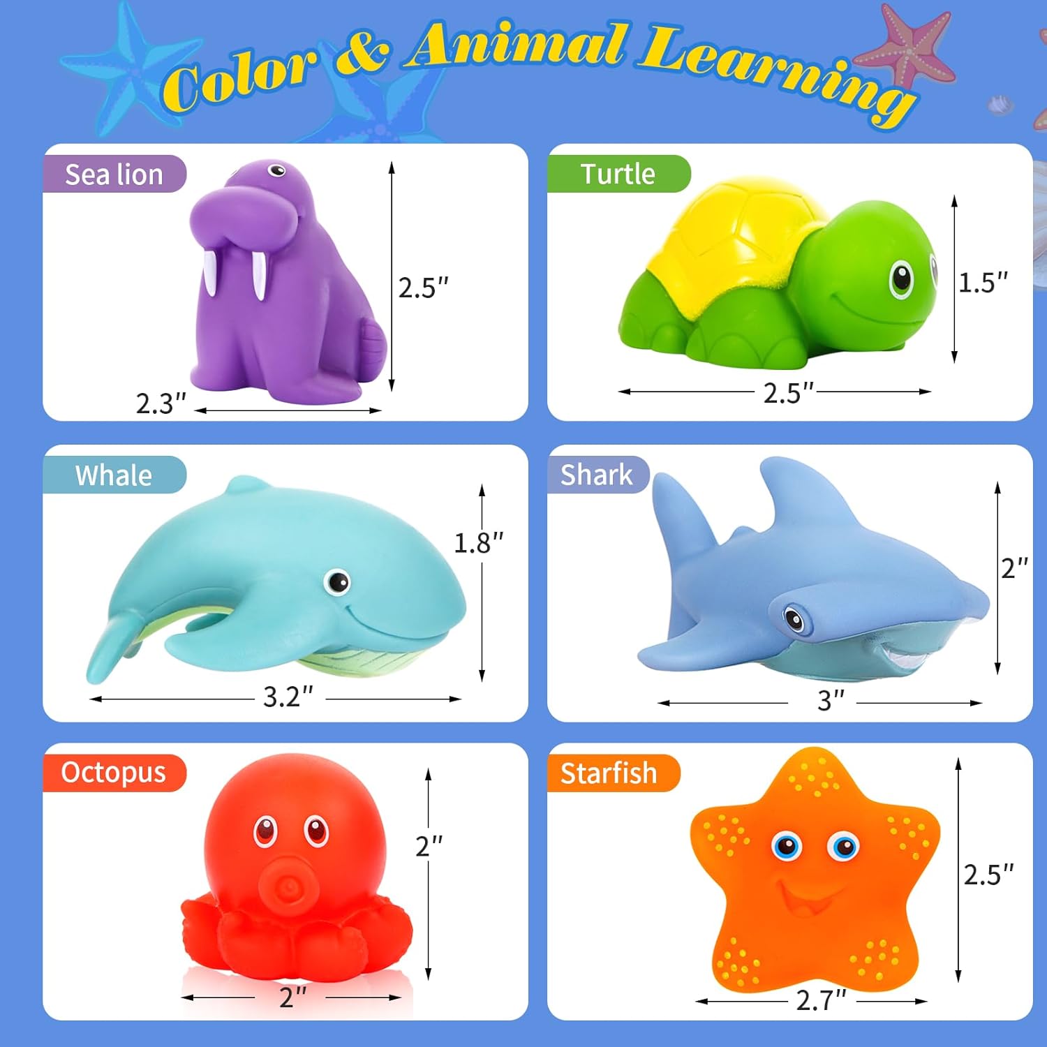 Squeezy Baby Bath Toys for Kids Ages 1-3 | Ocean Animal Bathtub Toys for Infant 6-12-18 Months | Tub Toys for Toddlers 2-4 Year Old Boys and Girls