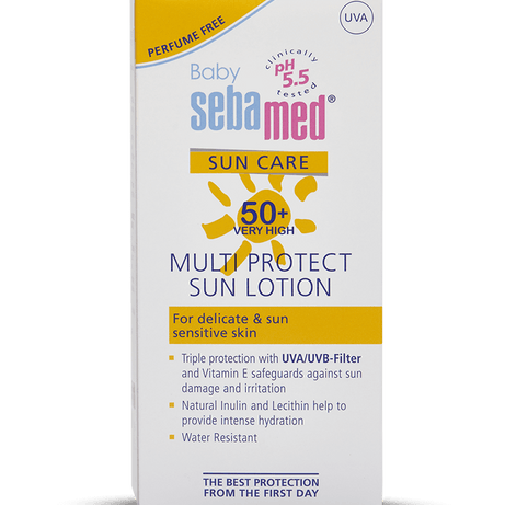 Sebamed Baby Sun Care SPF 50+ Multi Protect Sun Lotion - 200 ml (Perfume Free) | Ideal for Delicate & Sun Sensitive Skin