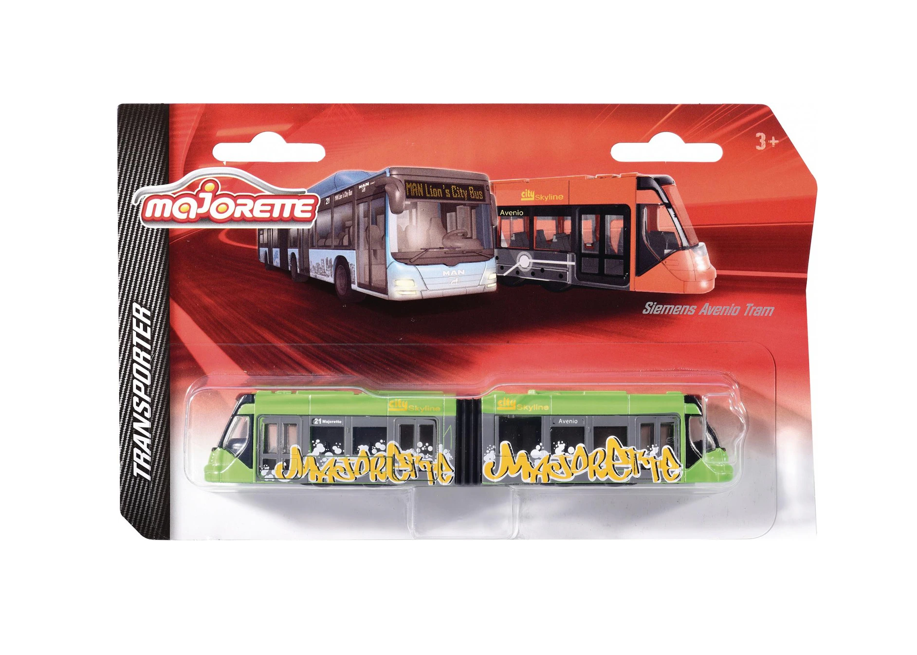 Majorette – Transporter Series | Siemens Avenio Tram Die-Cast Model | Green City Tram Replica with Realistic Detailing | Metal & Plastic Construction | Ages 3+ Collectible Toy