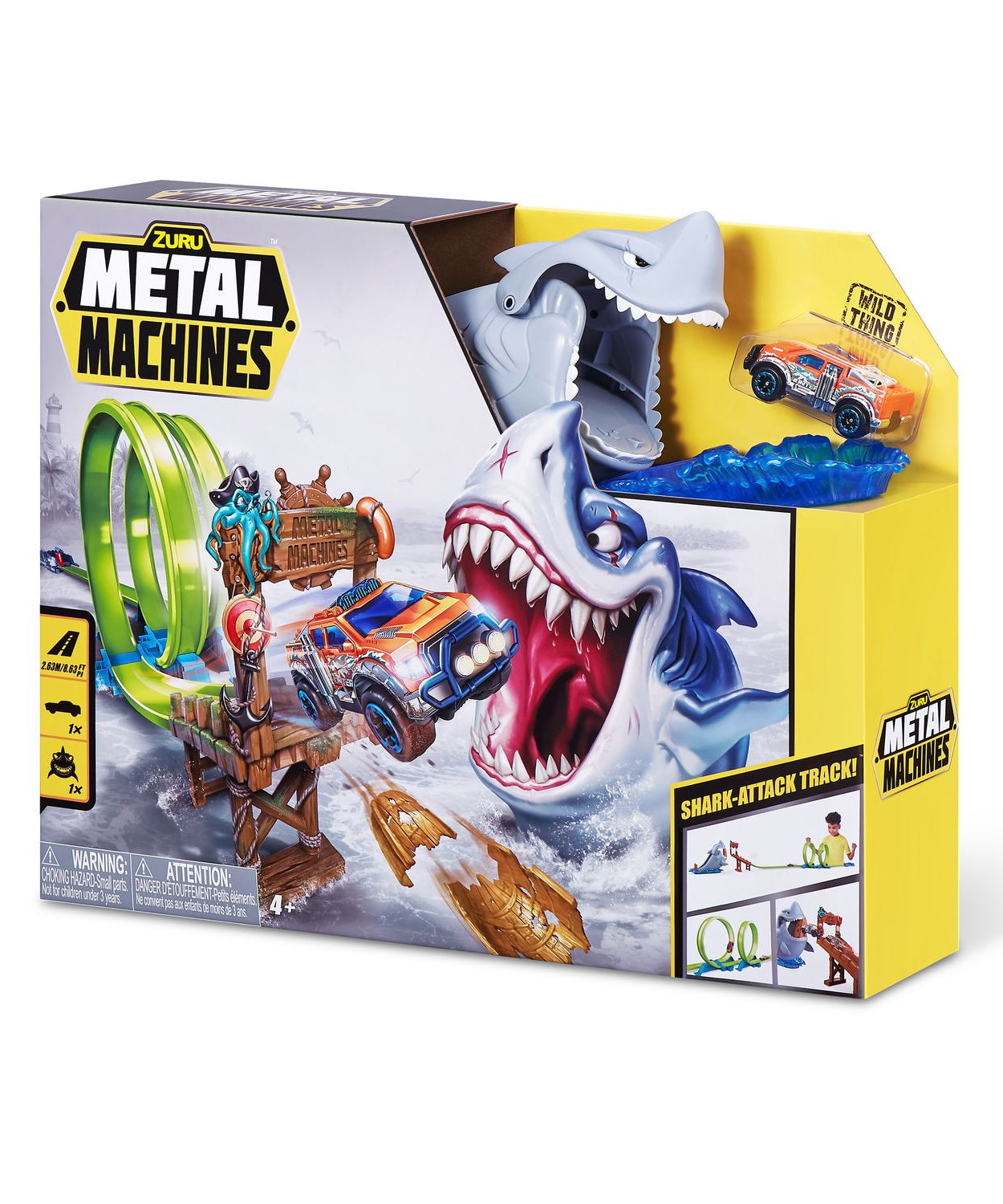 Zuru Metal Machines Shark Attack Building Trackset with Powerful Launcher, Double 360 Loops & Mini Racing Car – 2.63m/8.63ft Track Length