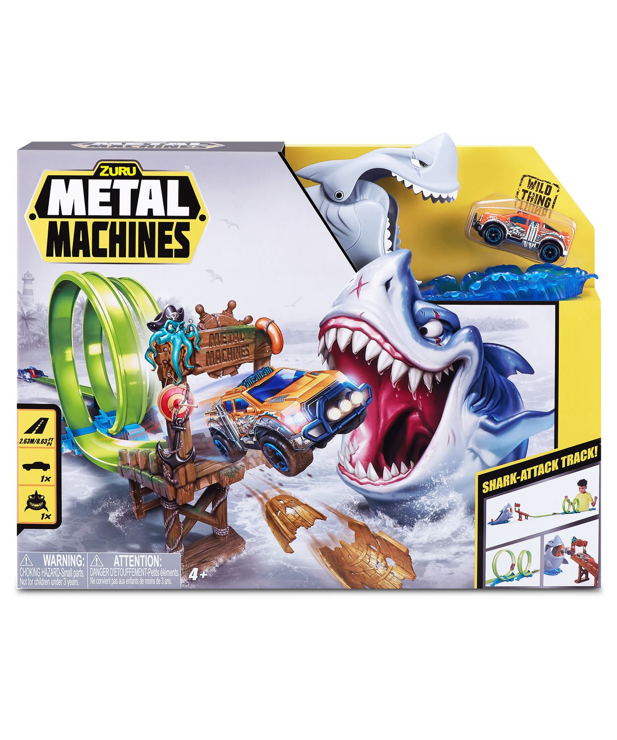 Zuru Metal Machines Shark Attack Building Trackset with Powerful Launcher, Double 360 Loops & Mini Racing Car – 2.63m/8.63ft Track Length