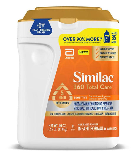 Similac 360 Total Care Sensitive Infant Formula | Gentle Nutrition for Fussiness, Gas & Lactose Sensitivity | For Baby's First Year (0-12 Months), 1.13kg - MINIMEE KIDS
