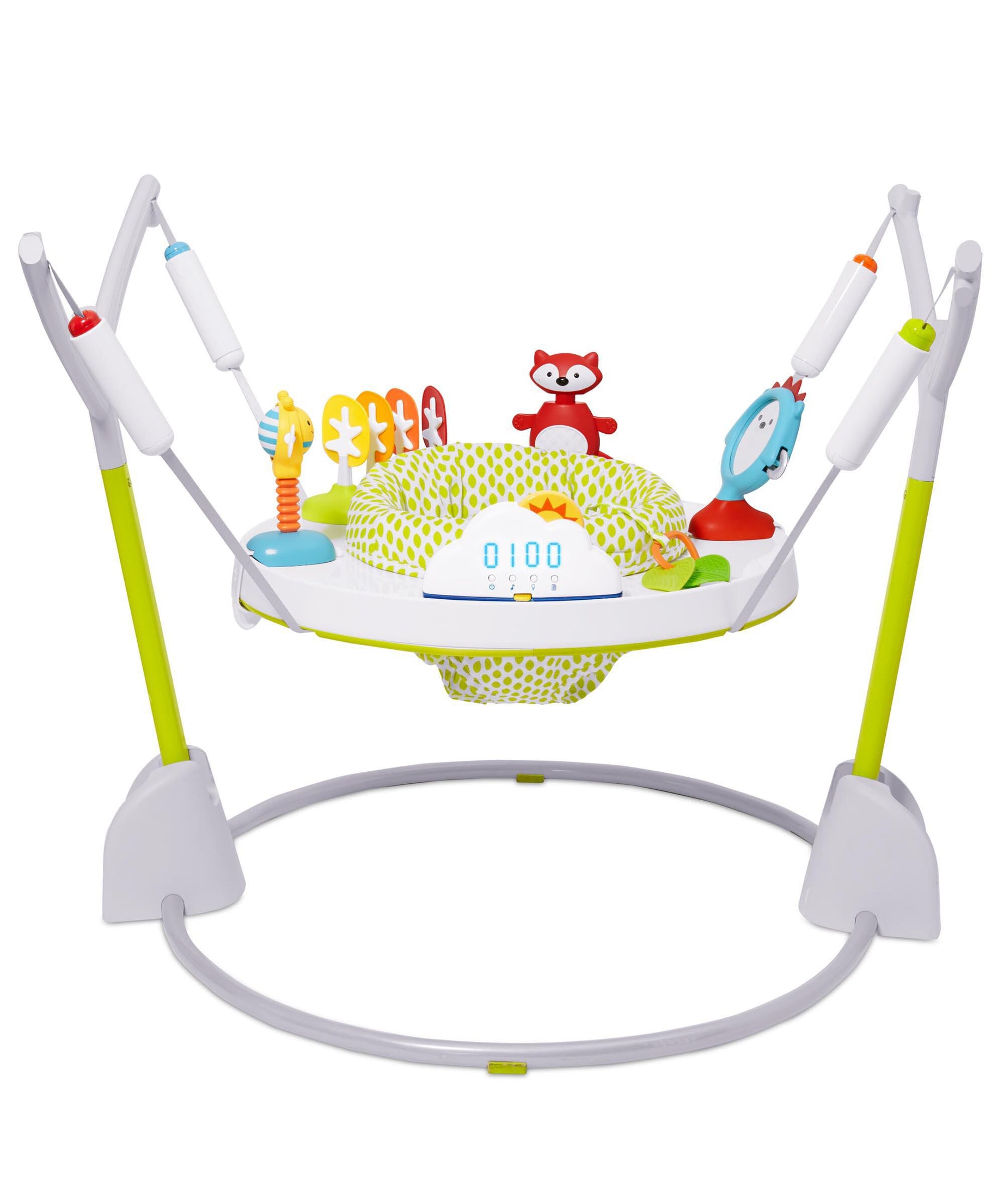 Skip Hop Explore & More Jumpscape Fold-Away Jumper with Light-Up Cloud Bounce Counter & 20+ Developmental Activities | Foldable Baby Activity Center | 360° Rotating Seat | JPMA Certified - MINIMEE KIDS