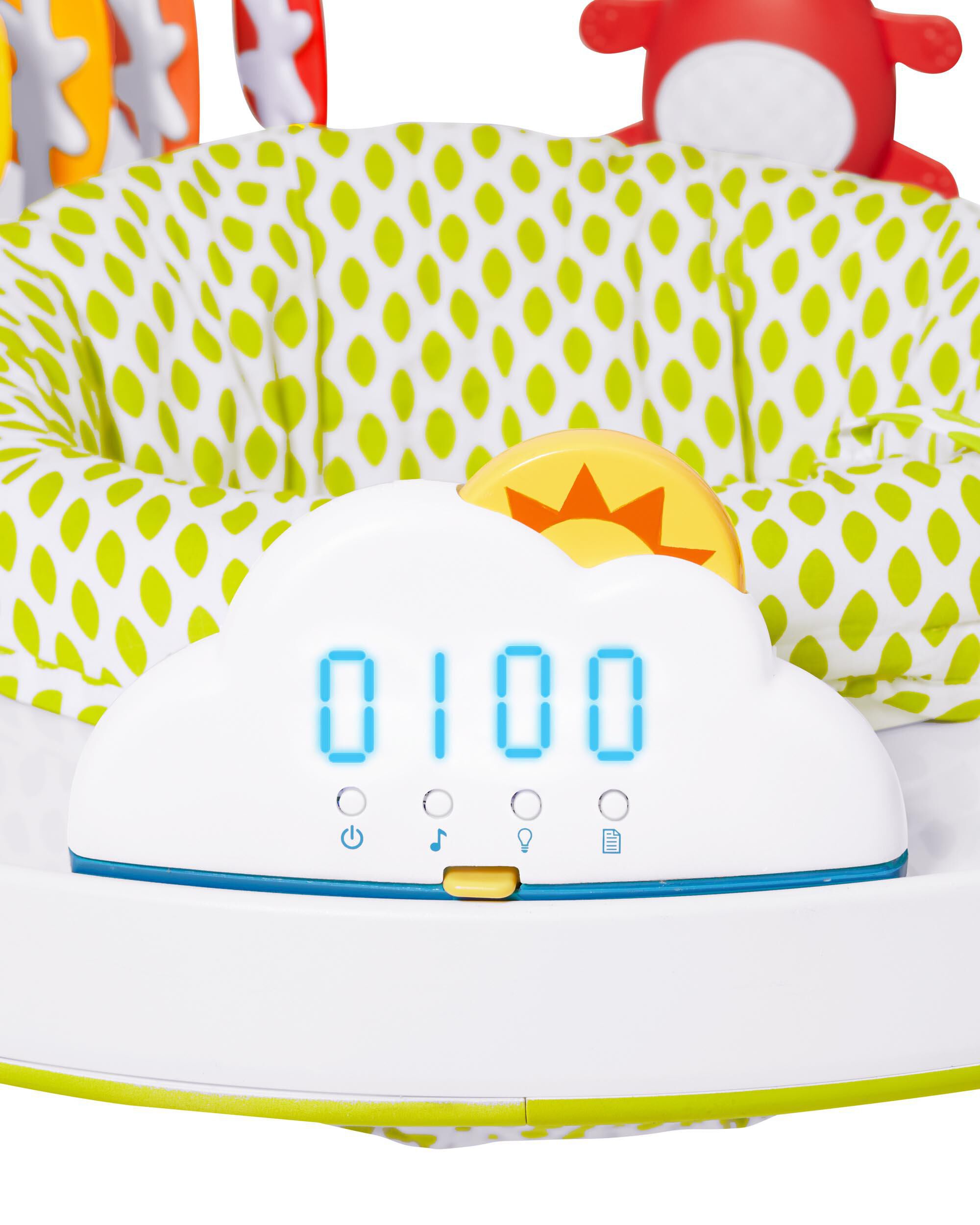 Skip Hop Explore & More Jumpscape Fold-Away Jumper with Light-Up Cloud Bounce Counter & 20+ Developmental Activities | Foldable Baby Activity Center | 360° Rotating Seat | JPMA Certified