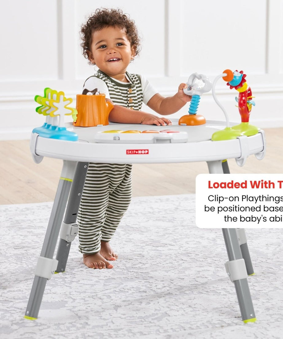 Skip Hop Silver Lining Cloud Baby’s View 3-Stage Activity Center | 25+ Developmental Activities | Sit, Swivel & Play to Table Mode | Light-Up Piano, Discovery Window | 4M+ - MINIMEE KIDS