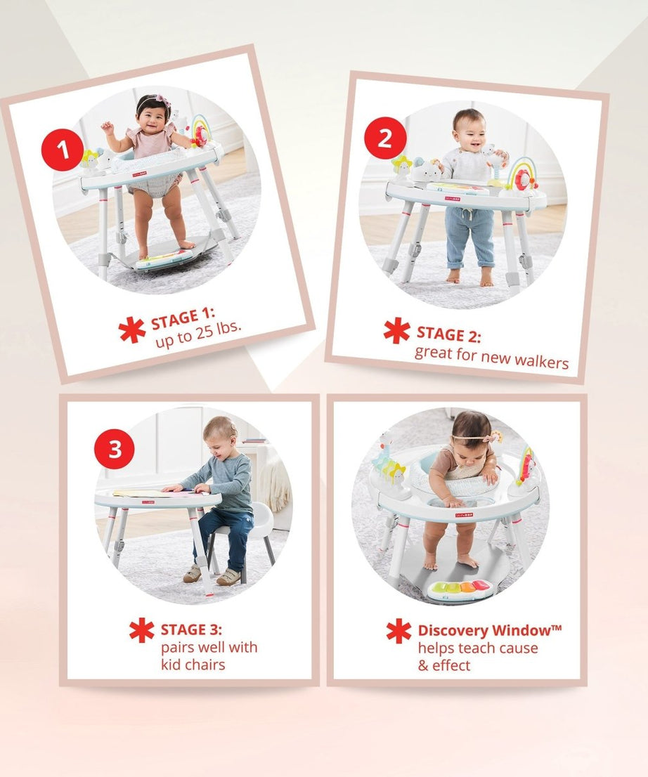 Skip Hop Silver Lining Cloud Baby’s View 3-Stage Activity Center | 25+ Developmental Activities | Sit, Swivel & Play to Table Mode | Light-Up Piano, Discovery Window | 4M+ - MINIMEE KIDS
