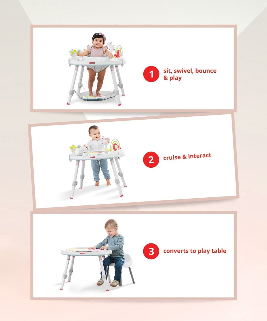 Skip Hop Silver Lining Cloud Baby’s View 3-Stage Activity Center | 25+ Developmental Activities | Sit, Swivel & Play to Table Mode | Light-Up Piano, Discovery Window | 4M+ - MINIMEE KIDS