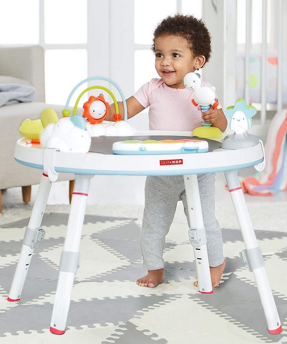 Skip Hop Silver Lining Cloud Baby’s View 3-Stage Activity Center | 25+ Developmental Activities | Sit, Swivel & Play to Table Mode | Light-Up Piano, Discovery Window | 4M+ - MINIMEE KIDS