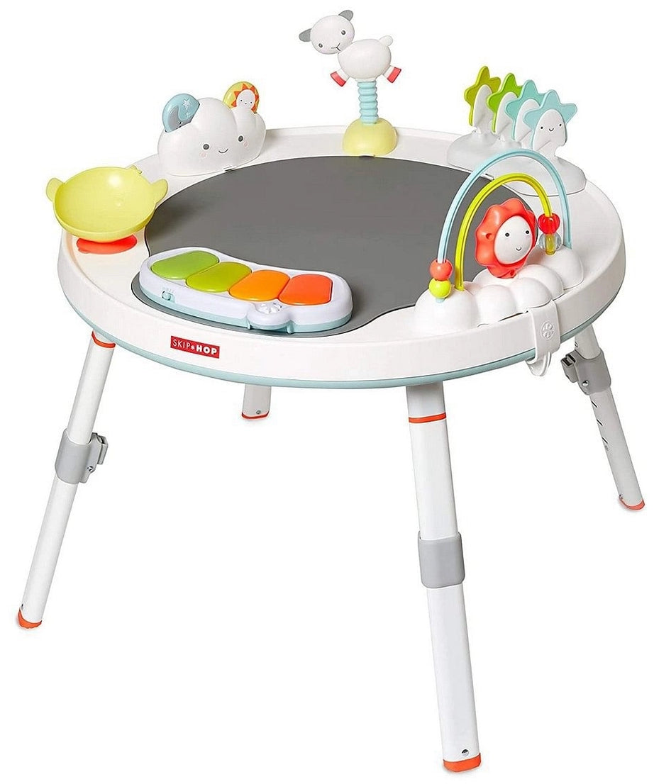 Skip Hop Silver Lining Cloud Baby’s View 3-Stage Activity Center | 25+ Developmental Activities | Sit, Swivel & Play to Table Mode | Light-Up Piano, Discovery Window | 4M+ - MINIMEE KIDS