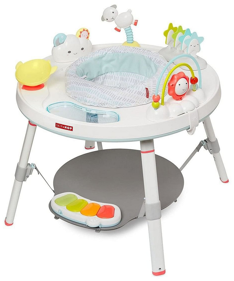 Skip Hop Silver Lining Cloud Baby’s View 3-Stage Activity Center | 25+ Developmental Activities | Sit, Swivel & Play to Table Mode | Light-Up Piano, Discovery Window | 4M+ - MINIMEE KIDS