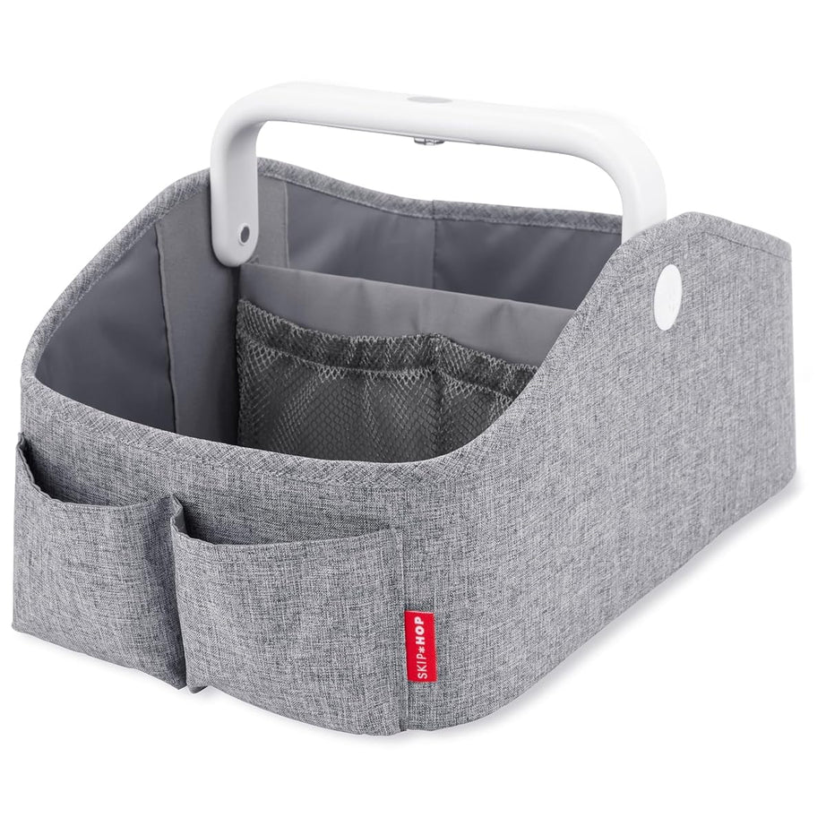 Skip Hop Light Up Diaper Caddy | Portable Organizer with Soft Light & Customizable Storage | Heather Grey