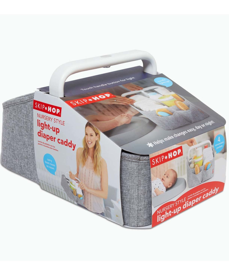 Skip Hop Light Up Diaper Caddy | Portable Organizer with Soft Light & Customizable Storage | Heather Grey - MINIMEE KIDS