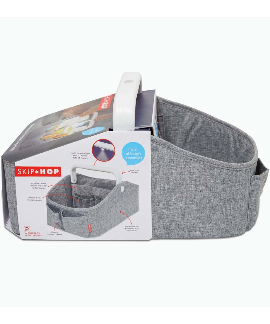Skip Hop Light Up Diaper Caddy | Portable Organizer with Soft Light & Customizable Storage | Heather Grey - MINIMEE KIDS
