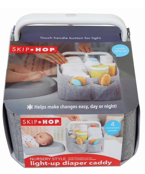 Skip Hop Light Up Diaper Caddy | Portable Organizer with Soft Light & Customizable Storage | Heather Grey - MINIMEE KIDS