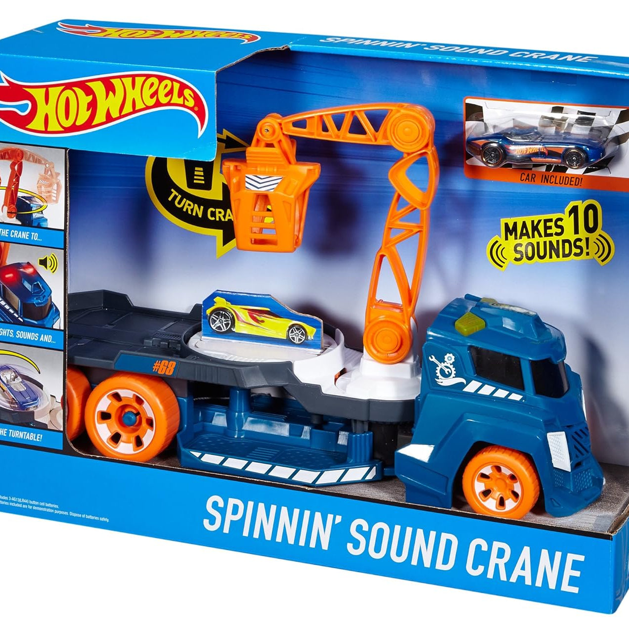 Hot Wheels Spinnin' Sound Crane Vehicle for 4+ Years