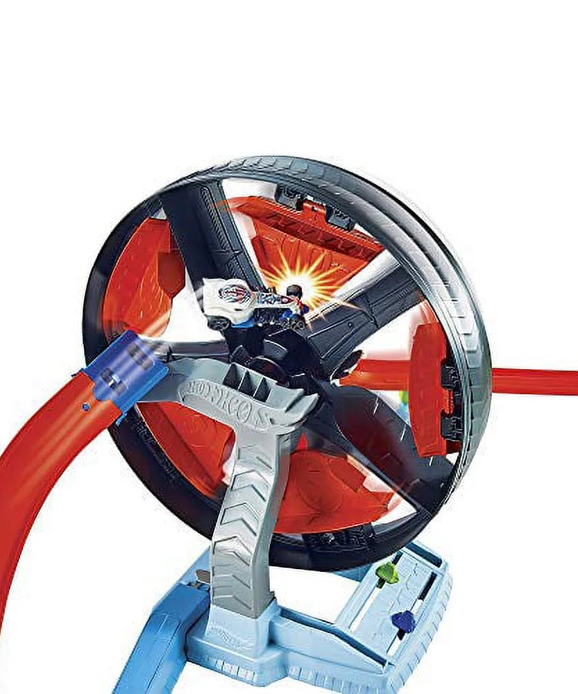 Hot Wheels Stunt Tracks Spinwheel Challenge Playset with High-Speed Launcher, Spinning Ferris Wheel Stunt & 1 Hot Wheels Car for Kids 5+ Years | GJM77