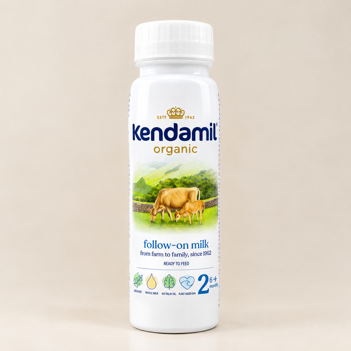 Kendamil Organic Follow-On Milk Ready to Feed 200ml – Stage 2 for 6-12 Months | Ready to Drink Bottle