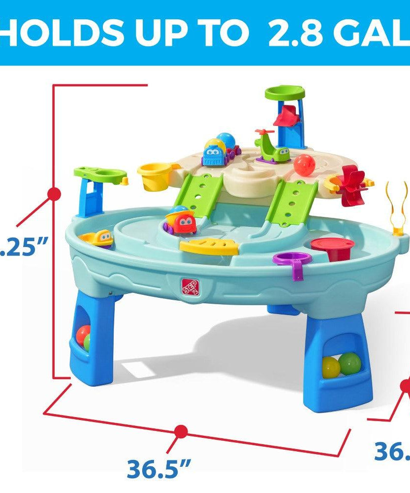 Step2 Ball Buddies Adventure Center Water Table - Two-Tier Water Play Table with Dump Truck, Train, Boat & Helicopter Toys | 22-Piece Accessory Set | For Toddlers 2+ Years | Outdoor Sensory STEM Activity Table - MINIMEE KIDS
