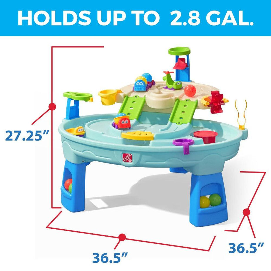 Step2 Ball Buddies Adventure Center Water Table - Two-Tier Water Play Table with Dump Truck, Train, Boat & Helicopter Toys | 22-Piece Accessory Set | For Toddlers 2+ Years | Outdoor Sensory STEM Activity Table