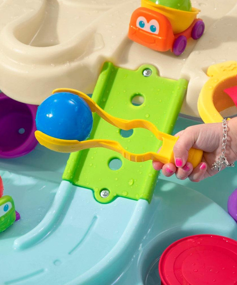 Step2 Ball Buddies Adventure Center Water Table - Two-Tier Water Play Table with Dump Truck, Train, Boat & Helicopter Toys | 22-Piece Accessory Set | For Toddlers 2+ Years | Outdoor Sensory STEM Activity Table - MINIMEE KIDS