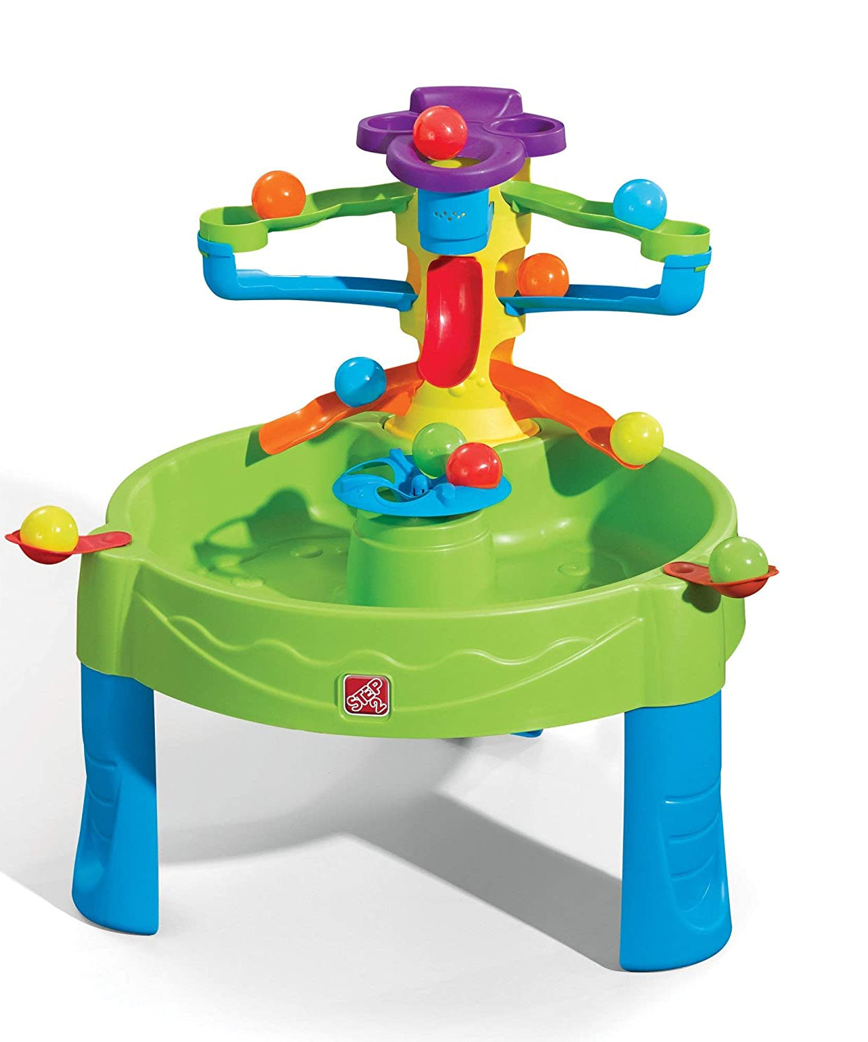 Step2 Busy Ball Play Table - Sand & Water Sensory Activity Center with 10 Balls & Flippers | Indoor & Outdoor Toddler Water Table with Ramps & Chute - MINIMEE KIDS