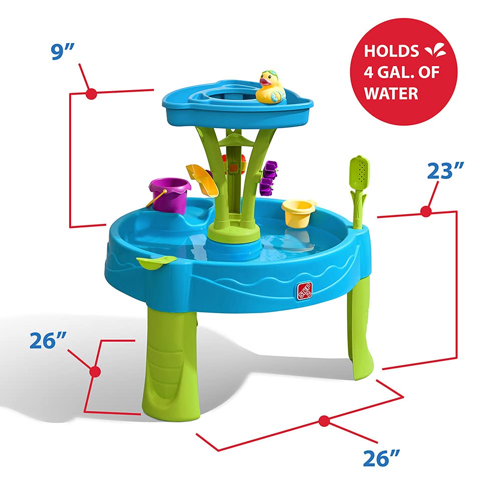 Step2 Summer Showers Splash Tower Water Table | Double-Tier Kids Outdoor Water Table with 8-Pc Water Toy Accessory Set | Rain Shower Splash & Play Station | Age 2+ Years