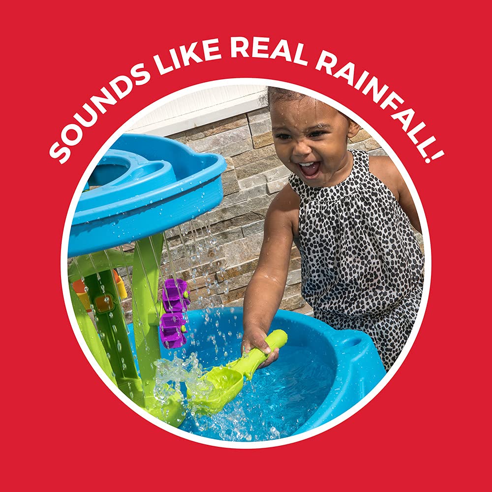 Step2 Summer Showers Splash Tower Water Table | Double-Tier Kids Outdoor Water Table with 8-Pc Water Toy Accessory Set | Rain Shower Splash & Play Station | Age 2+ Years