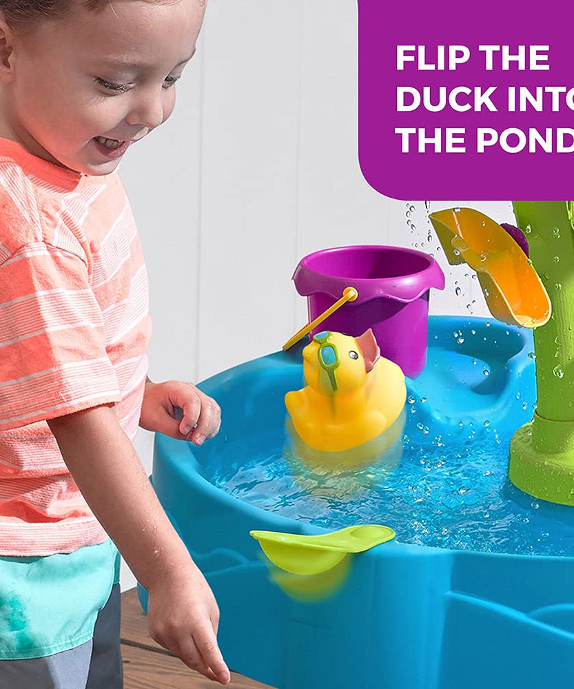 Step2 Summer Showers Splash Tower Water Table | Double-Tier Kids Outdoor Water Table with 8-Pc Water Toy Accessory Set | Rain Shower Splash & Play Station | Age 2+ Years - MINIMEE KIDS