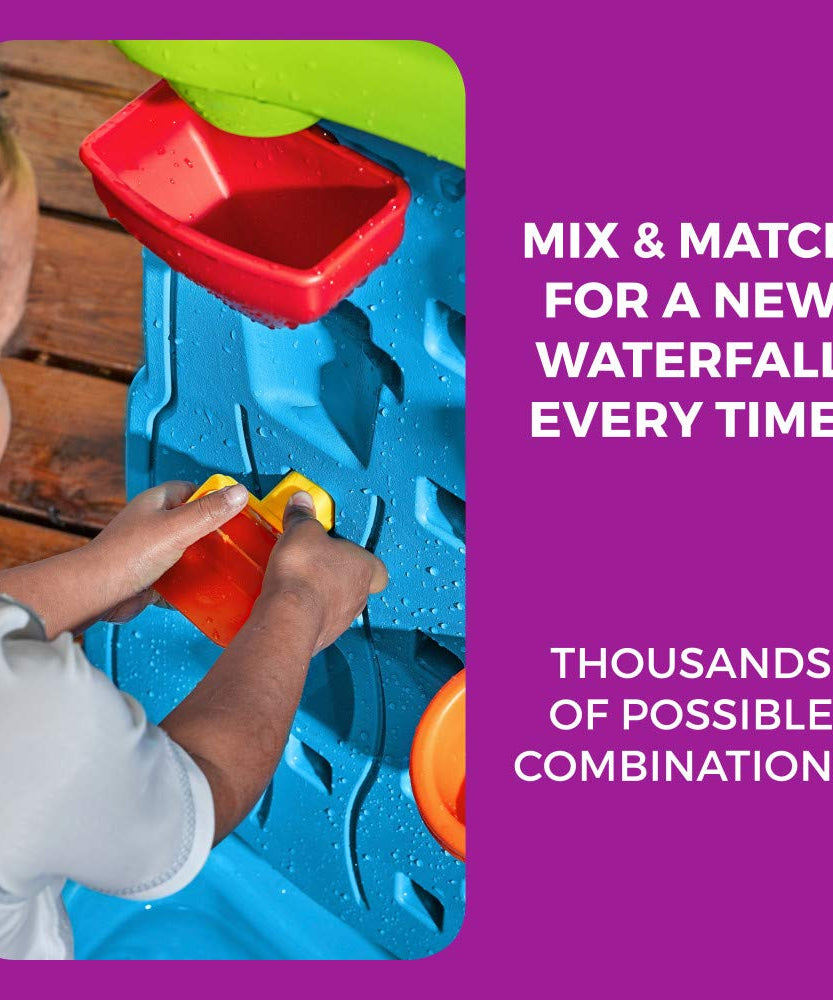 Step2 Waterfall Discovery Wall | Double-Sided Outdoor Water Play Set with 13-Pc Accessory Kit for Toddlers | Age 1.5+ Years - MINIMEE KIDS