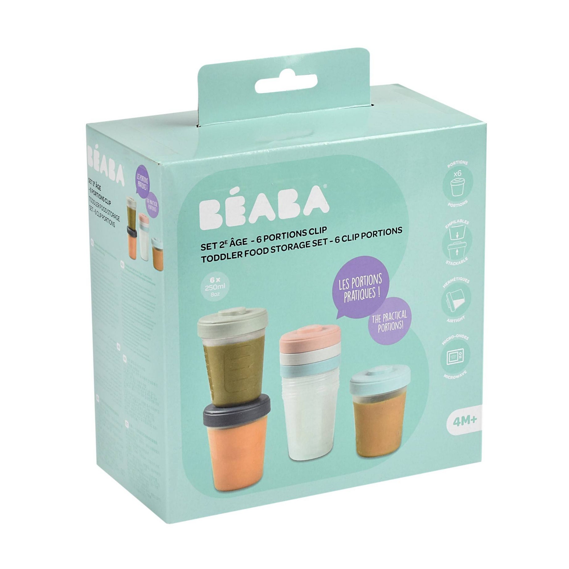 Beaba Toddler Food Storage Set 6 Clip Portions - 6*250ml